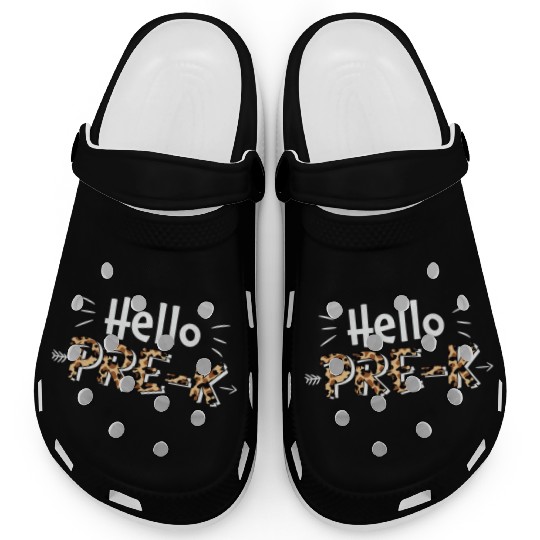 Hello Pre K Back To School Leopard Print Matching Clogs