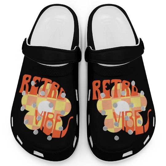Retro vibes floral graphic Clogs design