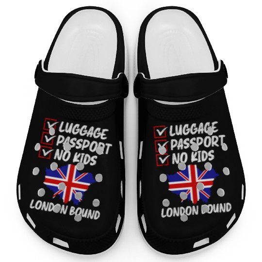 Luggage Passport No Kids London Bound Vacation Clogs