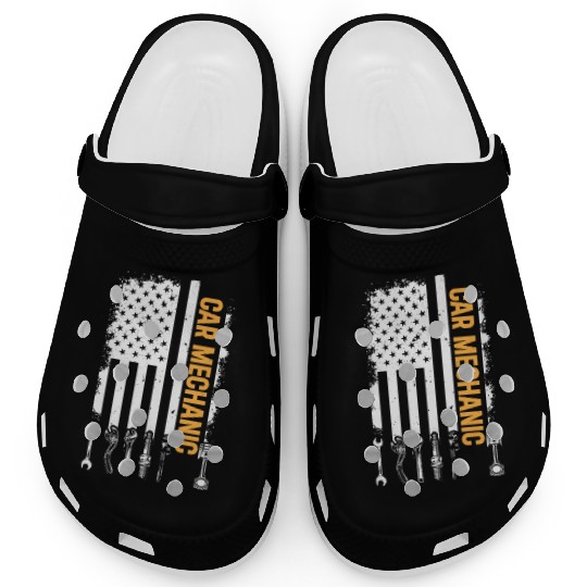 Car Mechanic US Flag Auto Mechanic Clogs