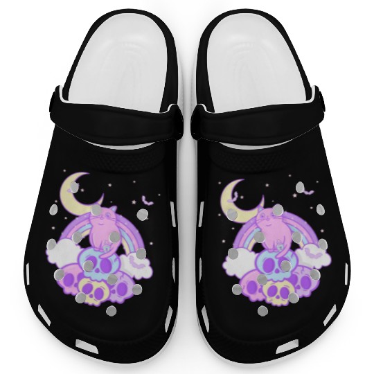 Pastel Goth Cat Skull Lover Cute Gothic Yami Clogs