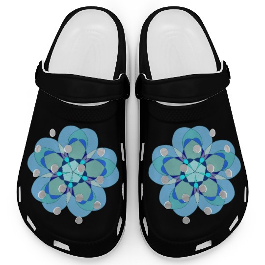 Geometric Blue Snowflake Clogs