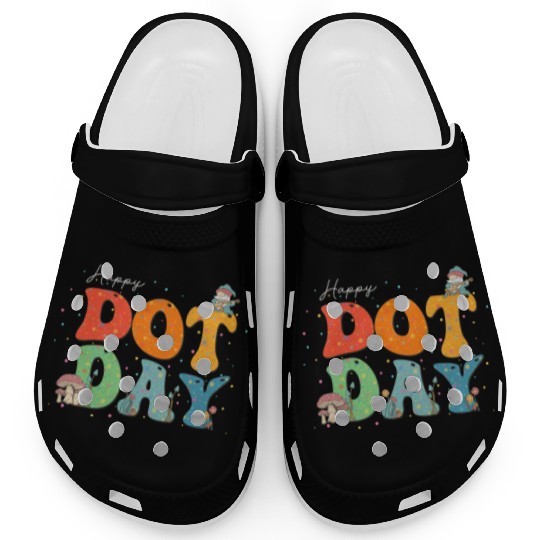 Happy Dot Day Hippie Flowers Gnome Mushroon Groovy Clogs