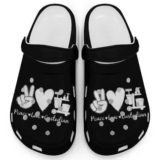 Tie Dye Peace Love Custodian Appreciation backsupp Clogs