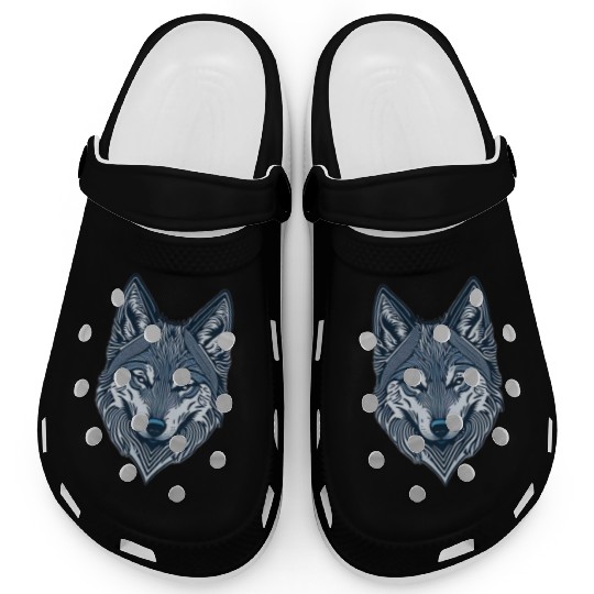 Beautiful wolf face Clogs