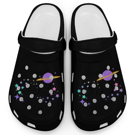 Angel Numbers 333 Purple Saturn with Stars Clogs