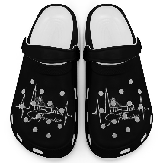 San Francisco Skyline Heartbeat California Lover Clogs