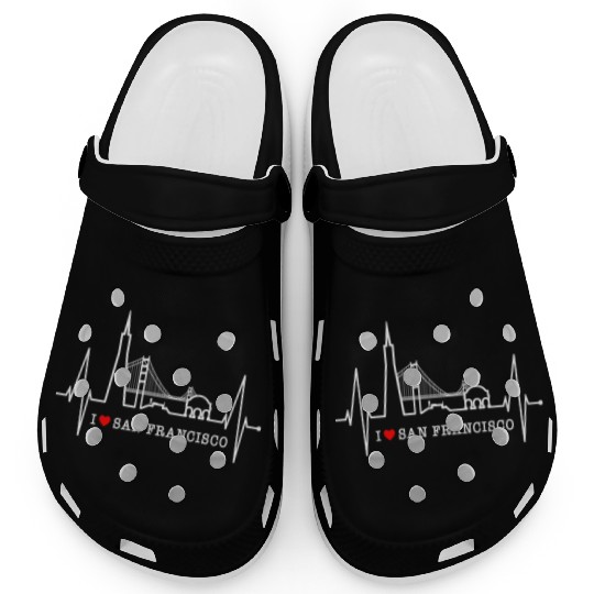 San Francisco Skyline Heartbeat California Lover Clogs