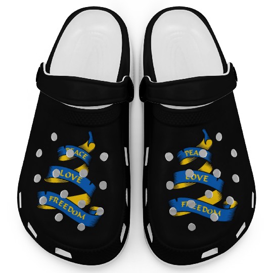 Curl banner with text Ukraine Clogs