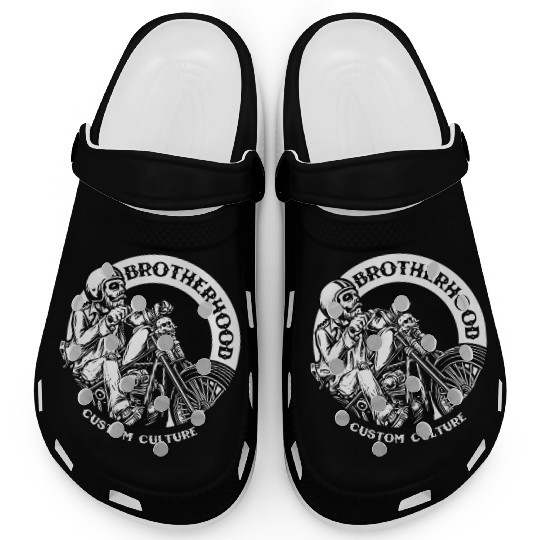 Riding brotherhood culture, skeleton riding a bike Clogs