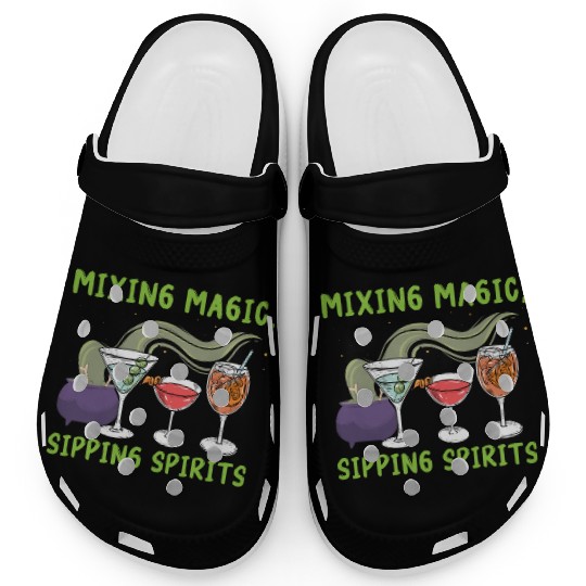 Mixing Magic Sipping Spirits Bartender Halloween Clogs