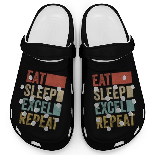 Vintage Retro Eat Sleep Excel Repeat Funny Excel Clogs