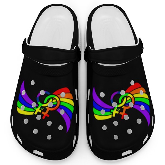 Gender lesbians logo in rainbow colors Clogs
