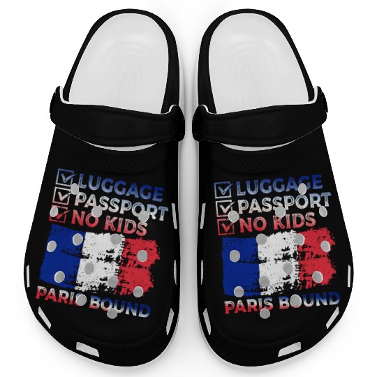 Luggage Passport No Kids France Bound Vacation Clogs