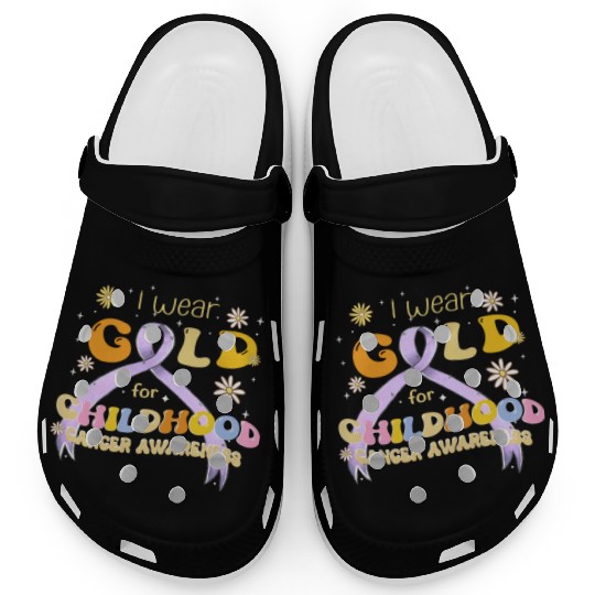 I Wear Gold For Childhood Cancer Awareness Clogs