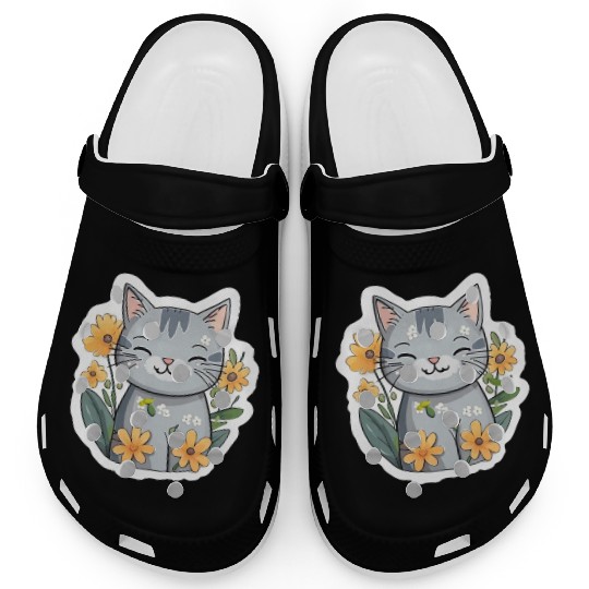 Cat and Flowers Clogs