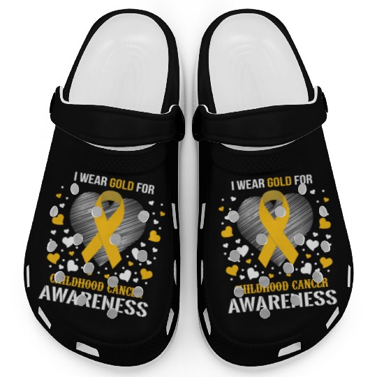 I Wear Childhood Cancer Awareness Supporter Ribbon Clogs
