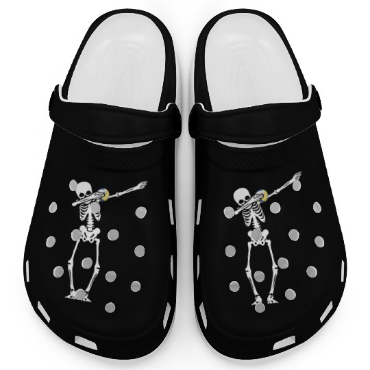 Dabbing Skeleton Playing Volleyball Halloween Clogs