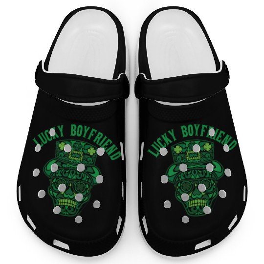 Lucky Boyfriend St Patrick's Day Shamrock Skull Clogs