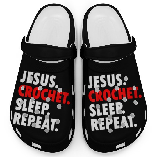 Jesus Crochet Sleep Repeat Novelty Hobby Clogs
