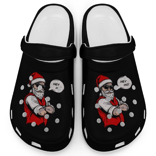 Naughty Santa Hey Ho Christmas Xmas Holiday Clogs