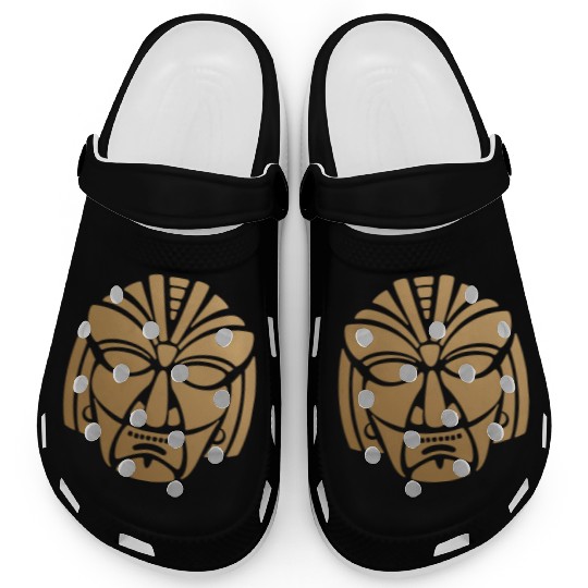 Aztec & Mayan Mask Logo: Minimalist Design Clogs