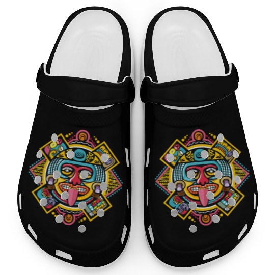 Colorful Aztec Illustration: Ethnic Ornament Clogs
