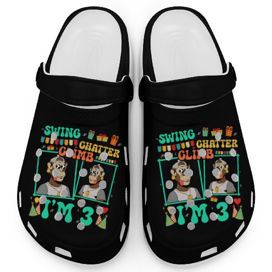 Swing Chatter Climb I'm 3 Monkey Lover Kid 3rd Clogs