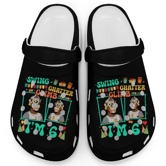 Swing Chatter Climb I'm 6 Monkey Lover Kid 6th Clogs