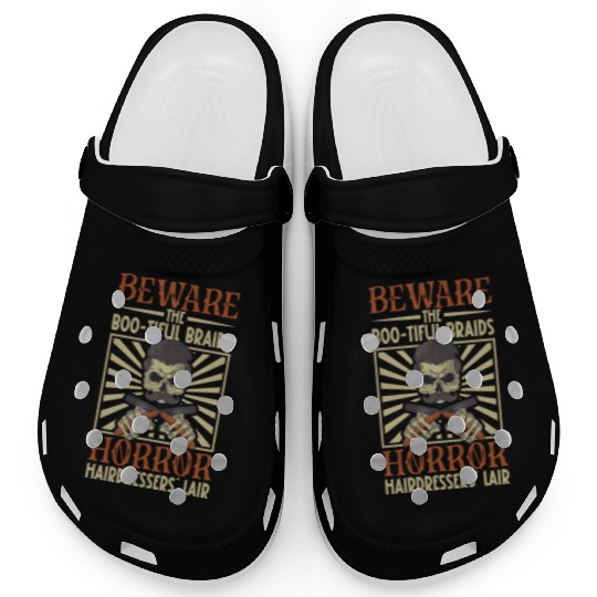 Horror Barber Spooky Hairdresser Hairstylist Hair Clogs
