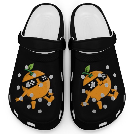 Cool Relaxing Orange Fruit Pixel Sunglasses Face Clogs
