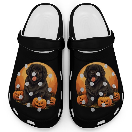 Newfoundland Dog Pumpkin Lazy Halloween Party Clogs