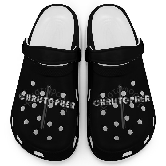 Christopher white typography, Latin origin, christ Clogs