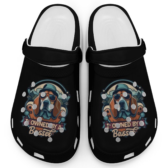 I Am Owned By A Basset Hound Funny Cool Dog Lover Clogs