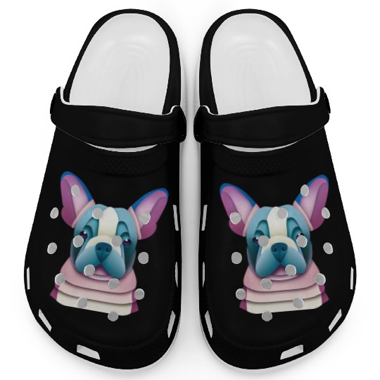 French Bulldog Paper Art Clogs
