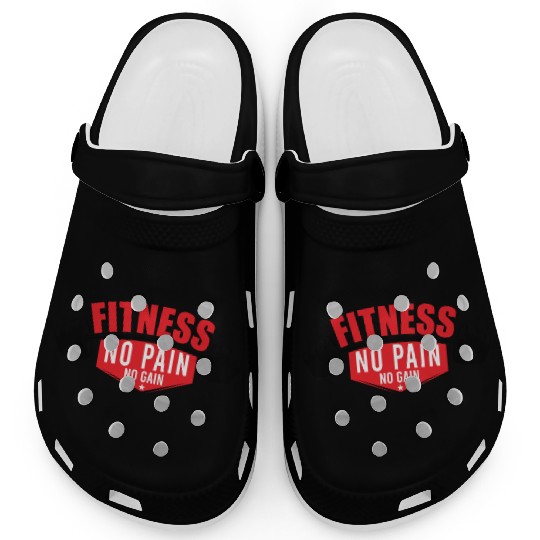 FITNESS NO PAIN NO GAIN, GYM FITNESS WORKOUT EXERC Clogs