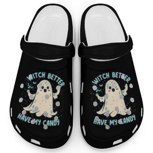 Cute Kawaii Ghost Design – Witch better Have Candy Clogs