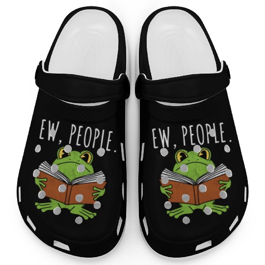 Ew People Cottagecore Frog Reading Book Clogs