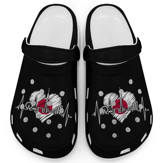 Tokyo Skyline Heartbeat Japanese Flag Love Tokyo Clogs