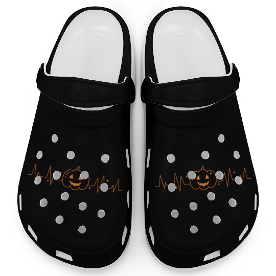 Halloween Pumpkin Smile Heart Beat Happy Halloween Clogs