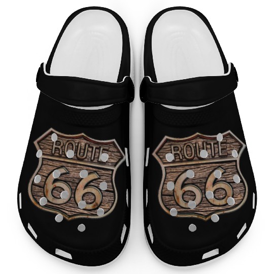 Route 66 vintage sign - Wood log signage Clogs