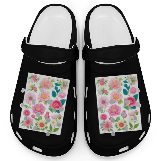 Blooming Crimson and coral Spring Flowers Clogs