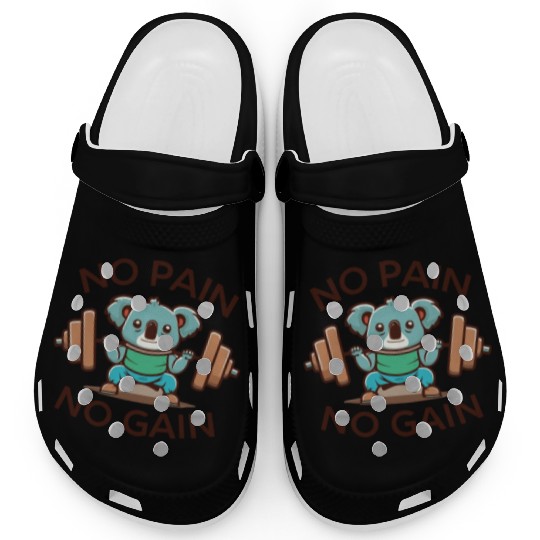 No Pain No Gain Cute Fat Panda Weightlifting Gym Clogs
