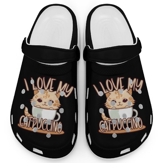 i love my catpuccino - Coffee lover Clogs