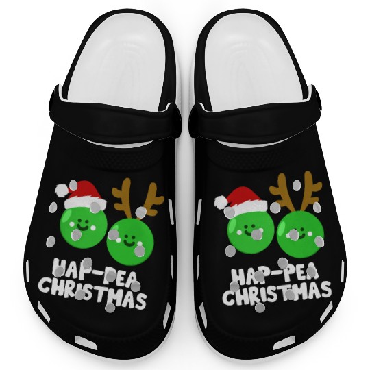 Hap-Pea Christmas Funny Vegetable Vegan Food Pun Clogs