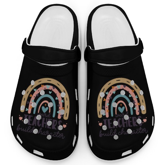 Weird Teachers Build Character Leopard Rainbow Clogs