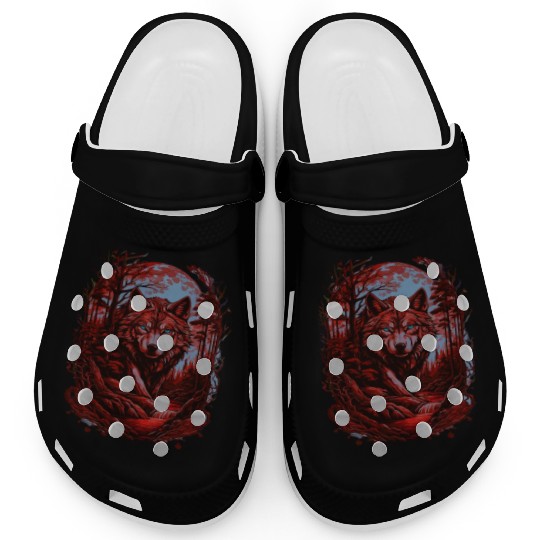 Sunset Grey Wolf Hunter for Men and Women Clogs