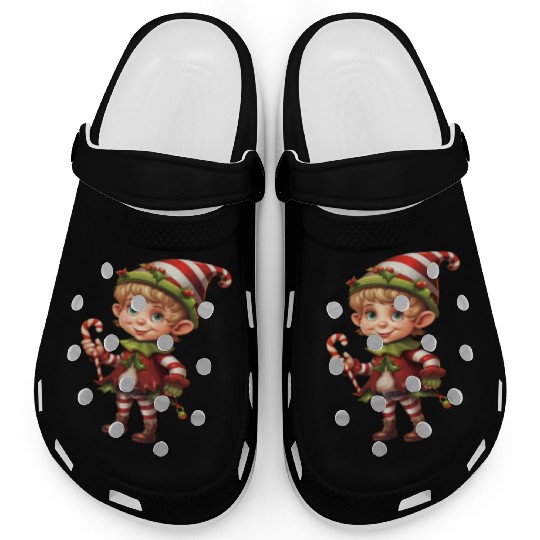 Christmas Elf Candy Cane X-Mas Pajamas Party Clogs