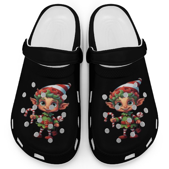 Christmas Elf Candy Cane X-Mas Pajamas Party Clogs
