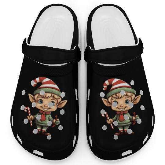 Christmas Elf Candy Cane X-Mas Pajamas Party Clogs